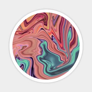 Liquid Marble, Swirling Pink and Teal Magnet